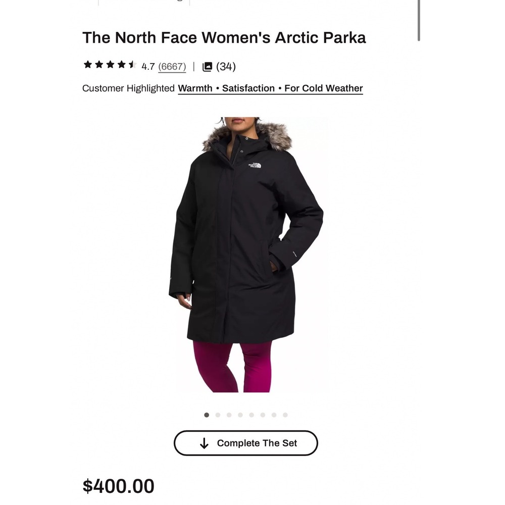 $400 The North Face Womens Arctic Parka Black 550 Down Jacket XL NF0A4R2V